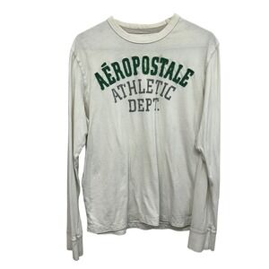 Aeropostale Athletic Dept Shirt‎ L Beige Y2K Revival Sport Casual Nostalgic